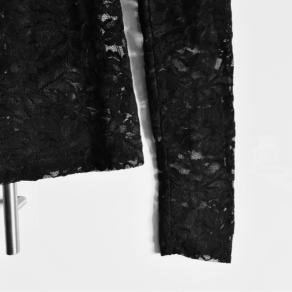 Anthropologie Puff-Sleeve Sheer Lace Top Blouse in Black Onyx Size S NWT - Picture 7 of 13